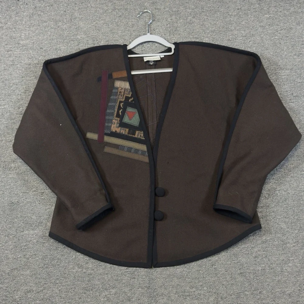 Beppa Vintage Women's 100% Wool 2 Button Jacket Blazer Brown Size Large‎